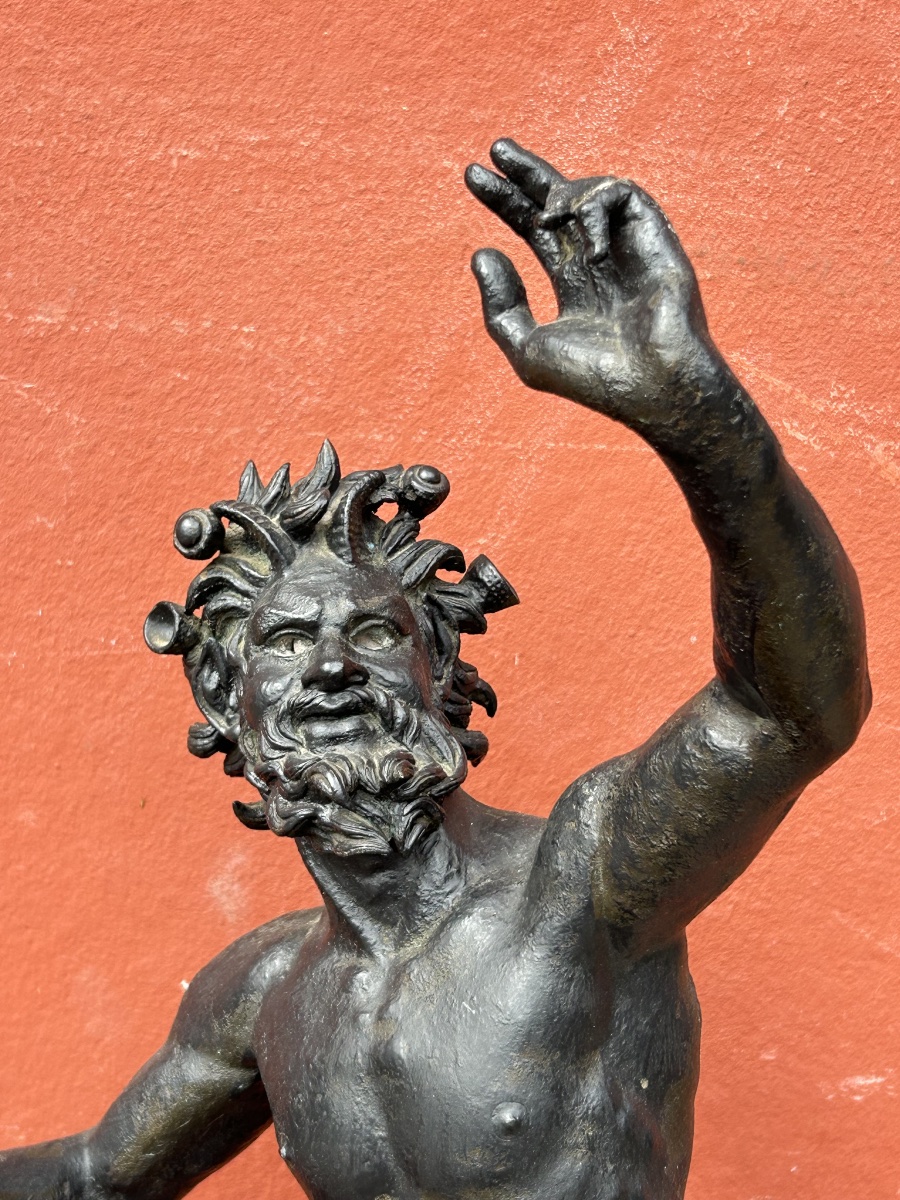 Bronze Of The Great Pompeii Dancing Faun Tour After The Antique 19th Century Cast H 82 Cm-photo-3