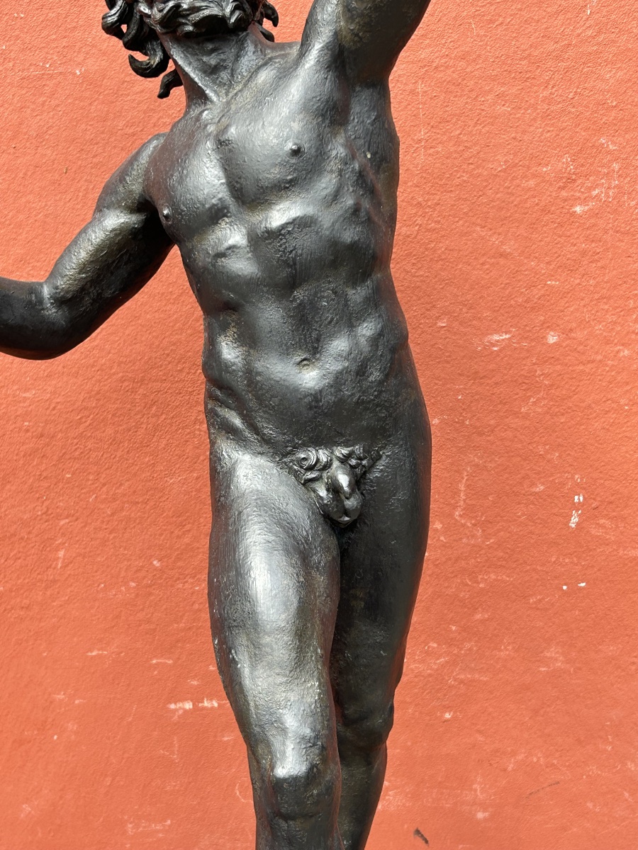 Bronze Of The Great Pompeii Dancing Faun Tour After The Antique 19th Century Cast H 82 Cm-photo-4