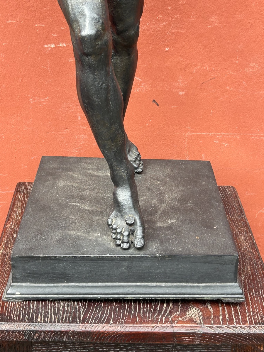 Bronze Of The Great Pompeii Dancing Faun Tour After The Antique 19th Century Cast H 82 Cm-photo-1