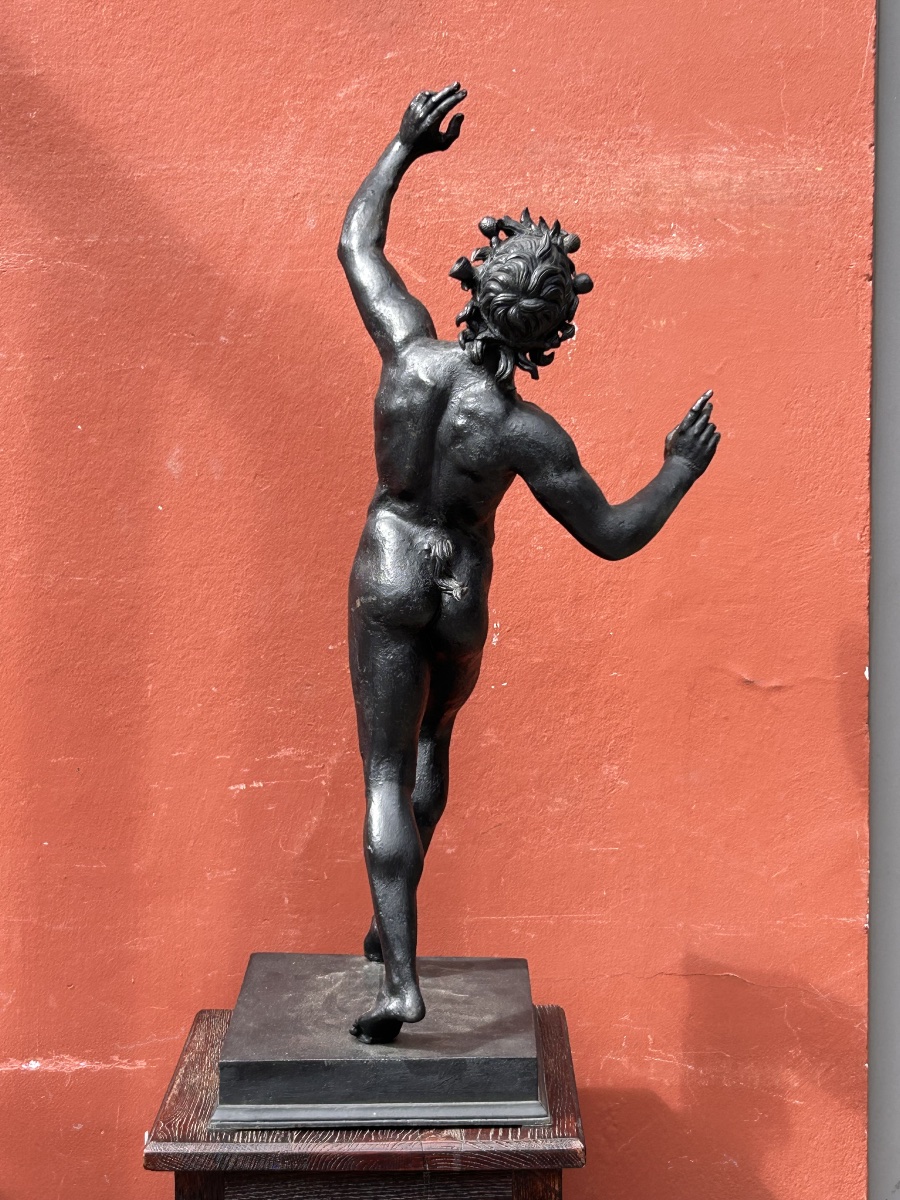 Bronze Of The Great Pompeii Dancing Faun Tour After The Antique 19th Century Cast H 82 Cm-photo-6
