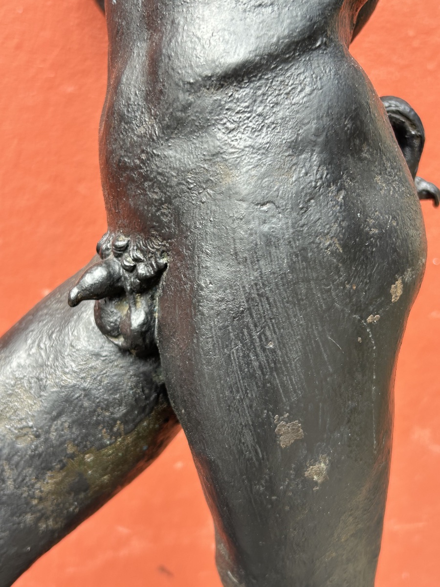 Bronze Of The Great Pompeii Dancing Faun Tour After The Antique 19th Century Cast H 82 Cm-photo-8