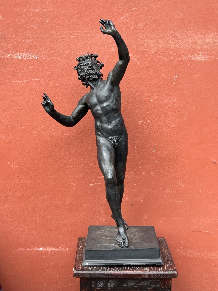 Bronze Of The Great Pompeii Dancing Faun Tour After The Antique 19th Century Cast H 82 Cm