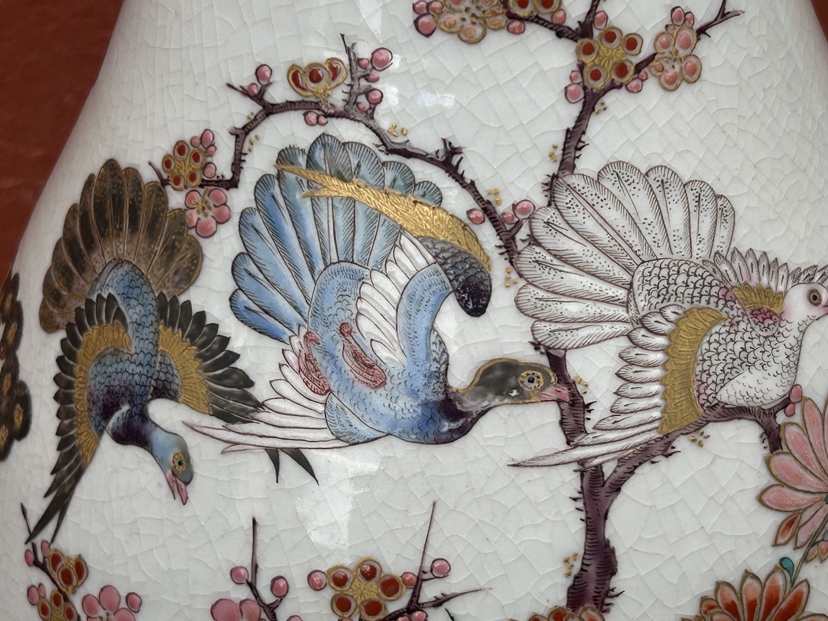 Large Late 19th Century Japanese Polychrome Porcelain Vase H 64 Cm-photo-3