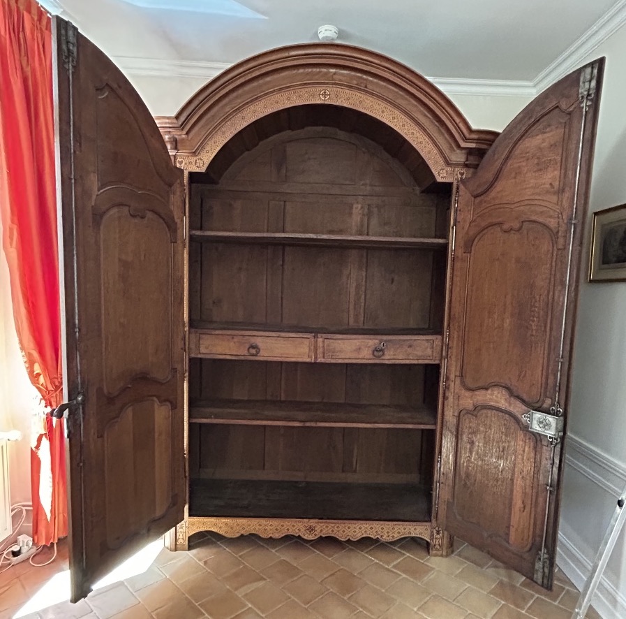 Magnifique armoire en chêne blond et marqueterie travail de l’Est d’époque début XIXème H 298 c-photo-4