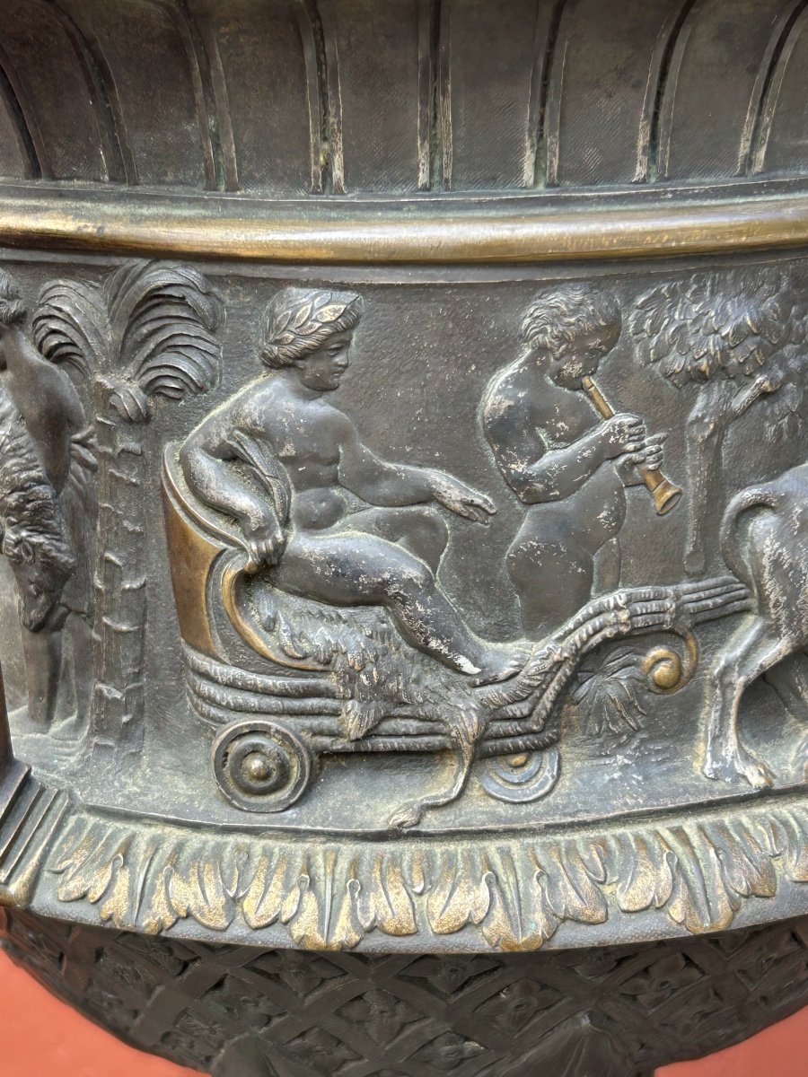 Important Antique-style Bronze Vase—grand Tour—medici Vase With Mermaid Handles, Early 19th Century-photo-8