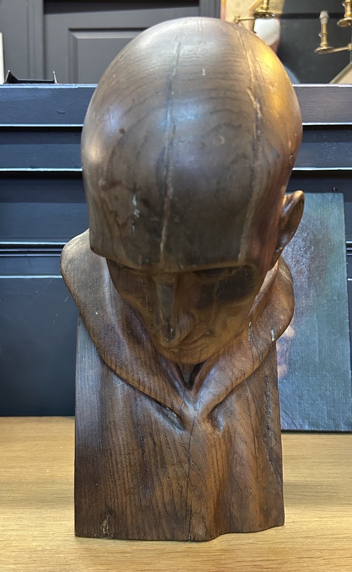 D’après Jean Antoine HOUDON buste de Saint Bruno de Cologne sculpture en chêne  fin XIXème-photo-3