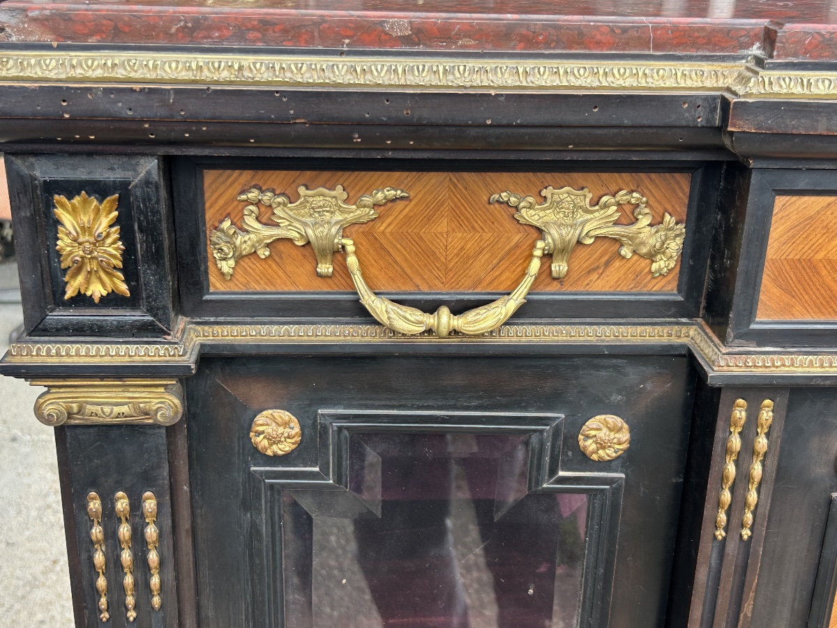 Meuble à hauteur d’appui ou d’entre deux Meuble vitrine d’époque Napoléon III bronze doré -photo-8