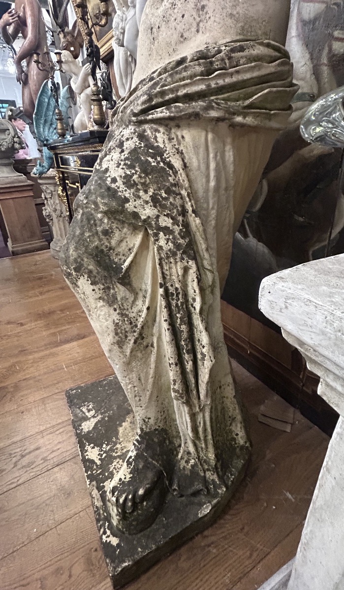 Important White Terracotta Venus Of Milo, 19th-century Garden Ornament, H 205 Cm-photo-3