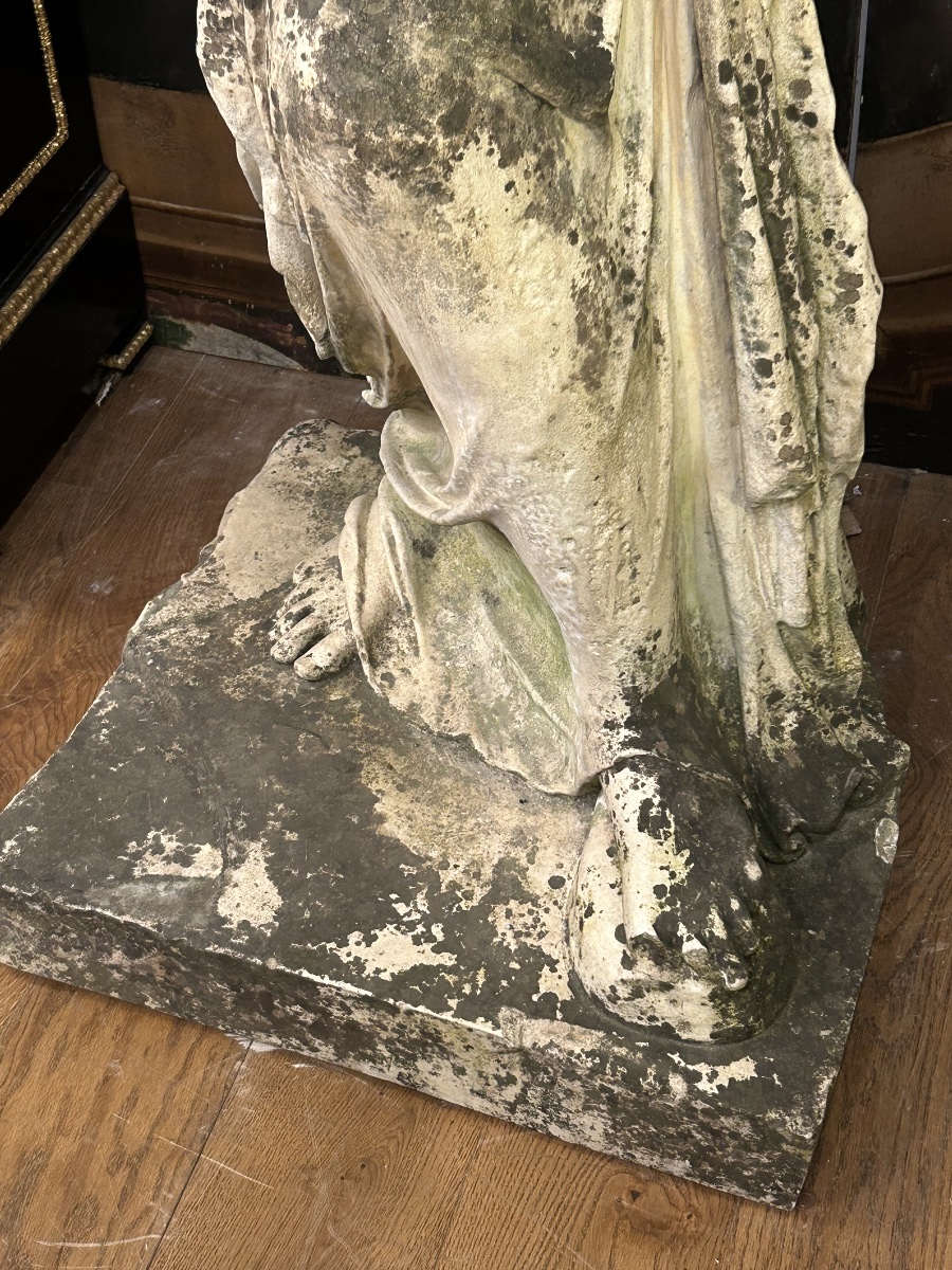 Important White Terracotta Venus Of Milo, 19th-century Garden Ornament, H 205 Cm-photo-4