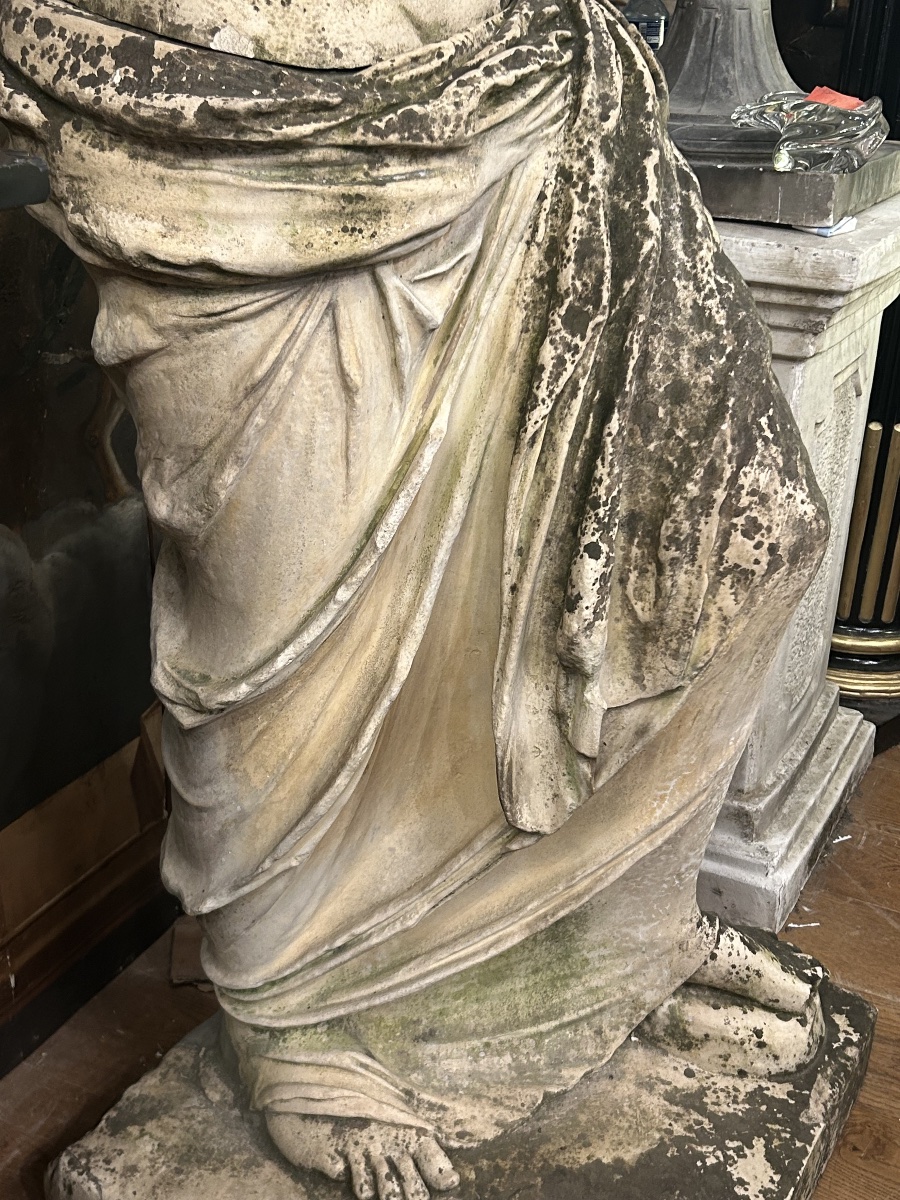 Important White Terracotta Venus Of Milo, 19th-century Garden Ornament, H 205 Cm-photo-3