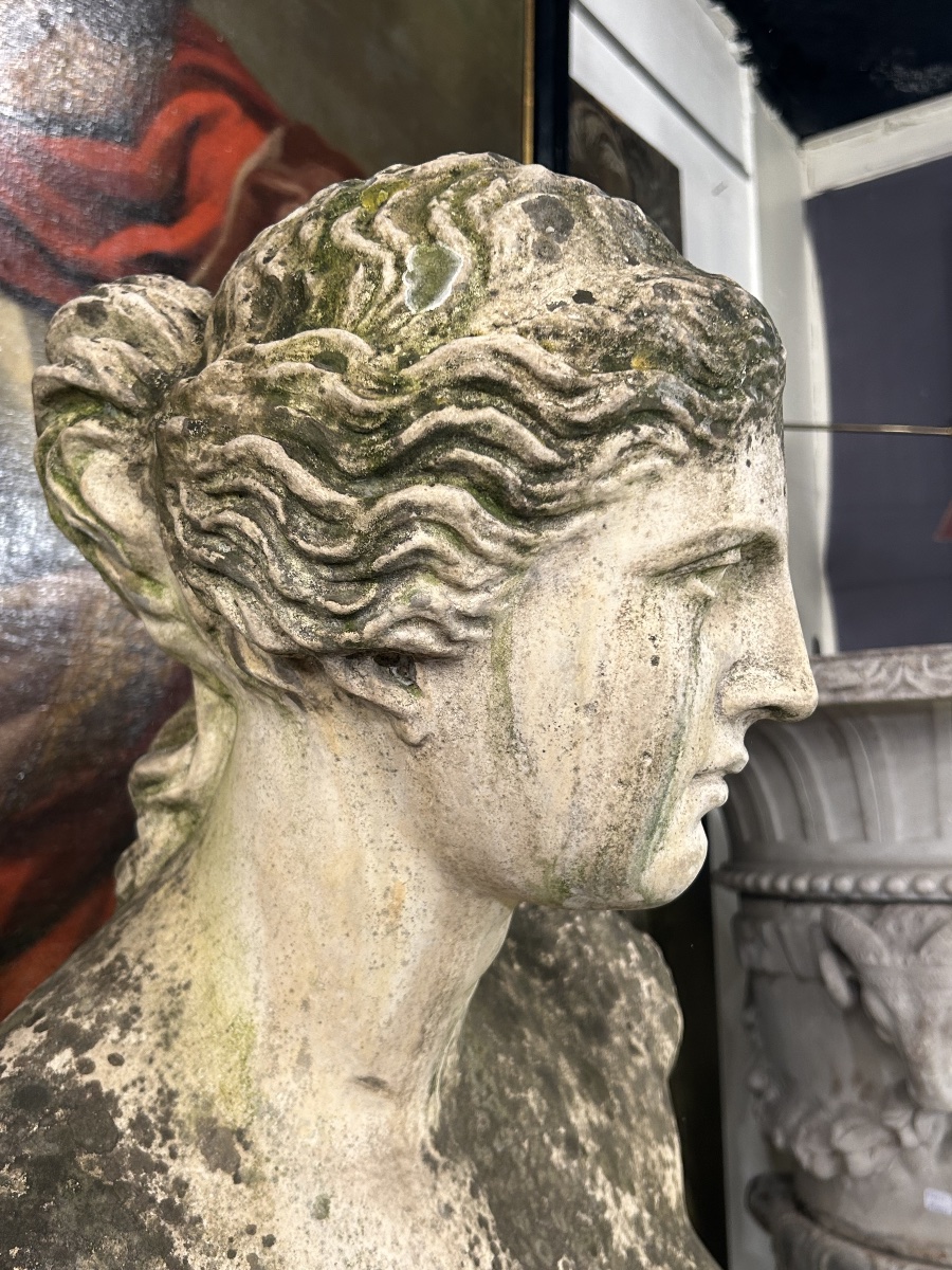 Important White Terracotta Venus Of Milo, 19th-century Garden Ornament, H 205 Cm-photo-6