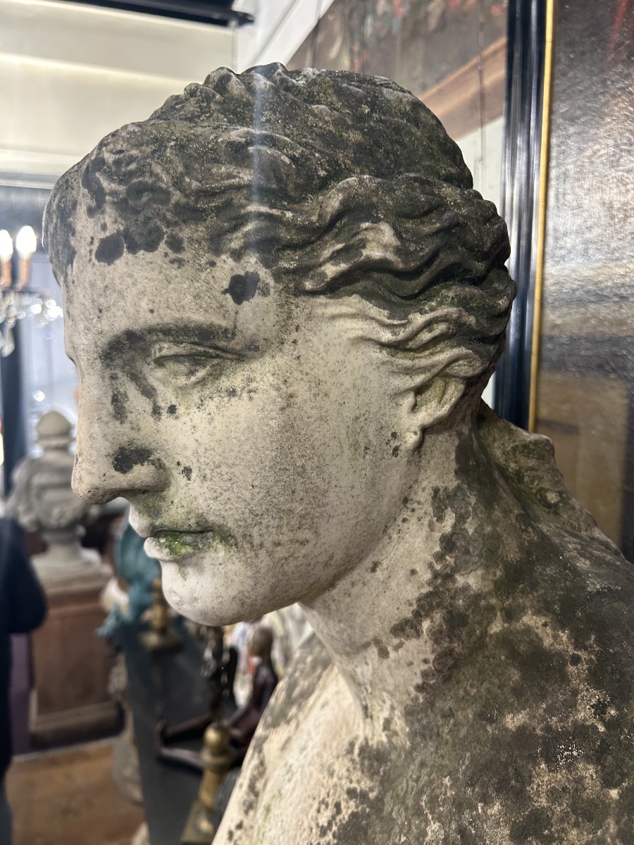 Important White Terracotta Venus Of Milo, 19th-century Garden Ornament, H 205 Cm-photo-8