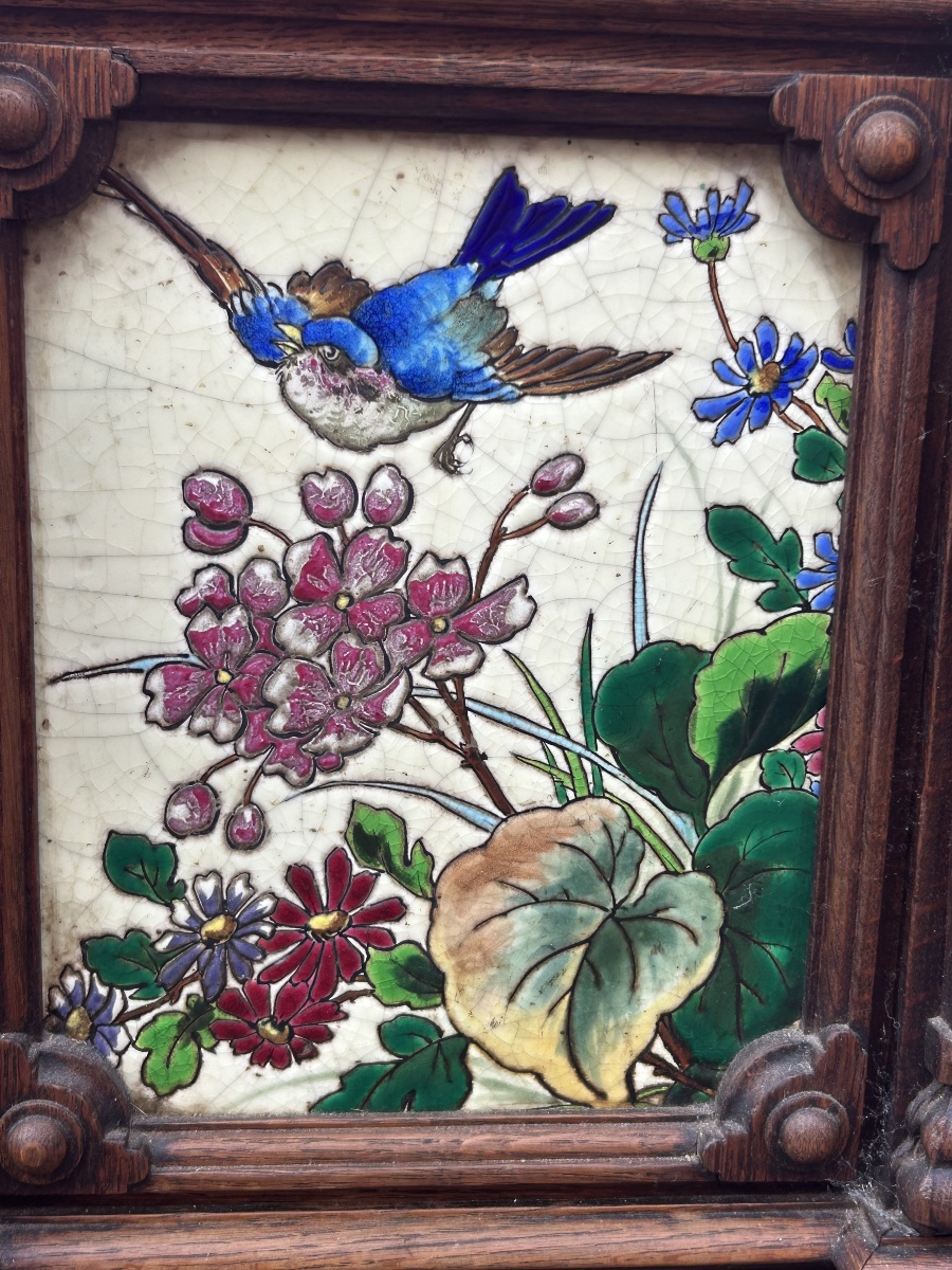 A Planter Converted Into A Chest, Featuring Longwy Enamel Tiles And An Oak Frame, Circa 1900-photo-8
