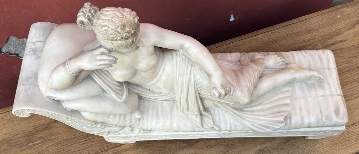After Antonio Canova—pauline Borghese, A Major Alabaster Sculpture, 19th Century—empire Period -photo-8