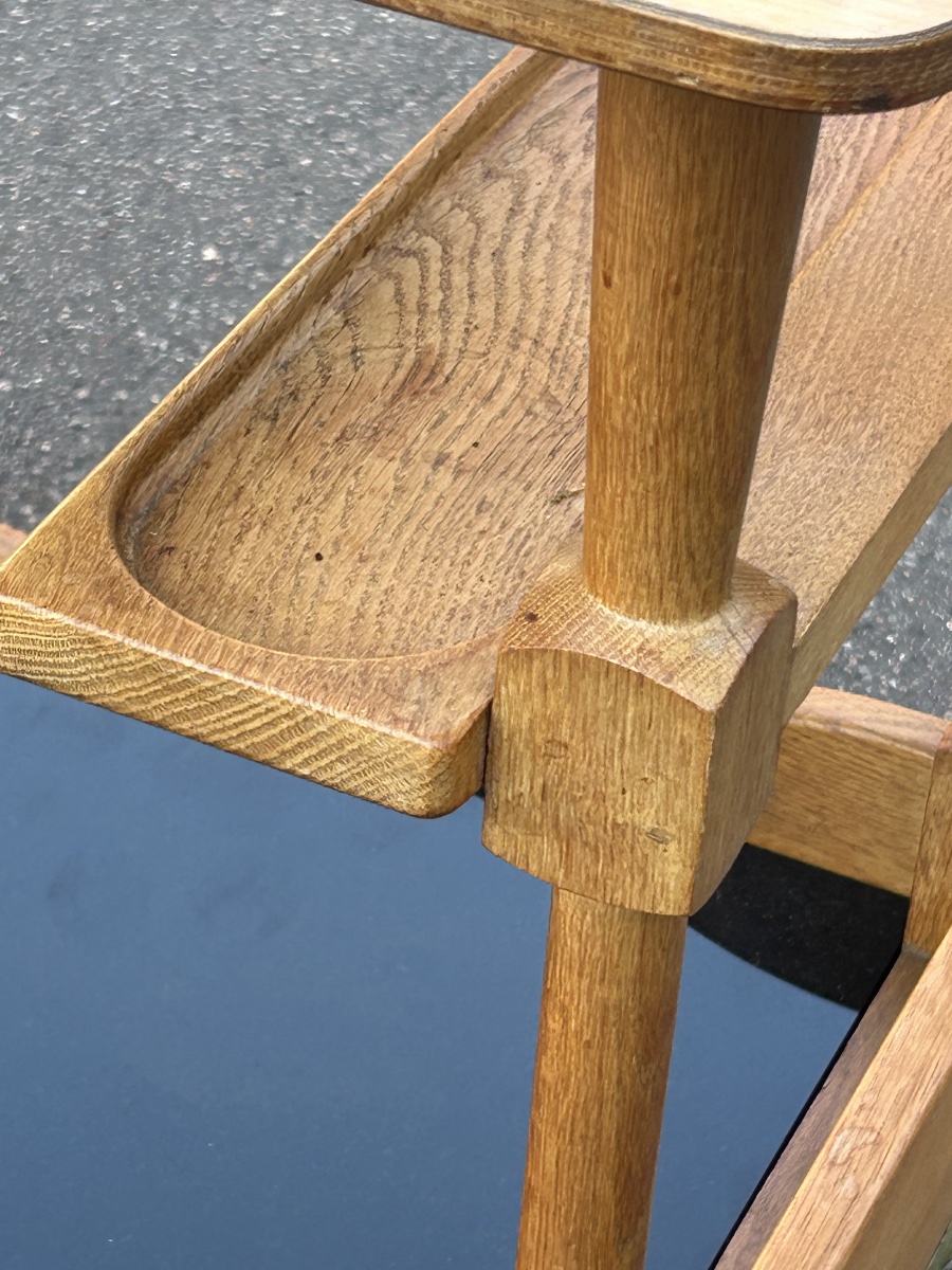 Guillerme Et Chambron - Oak Bar Cart Or Trolley, Circa 1950, On Wheels -photo-3
