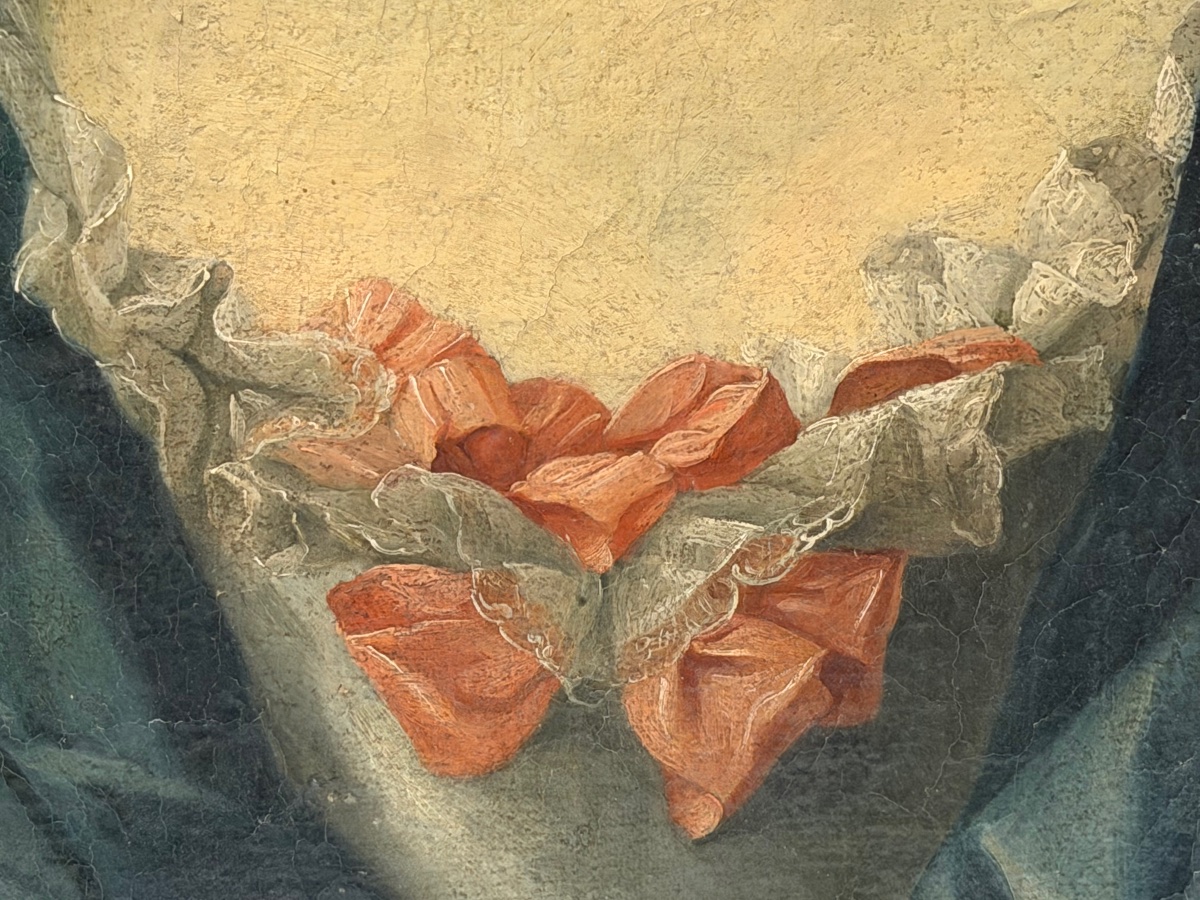 École Française du XVIIIème portrait de femme en ovale - huile sur toile -photo-7