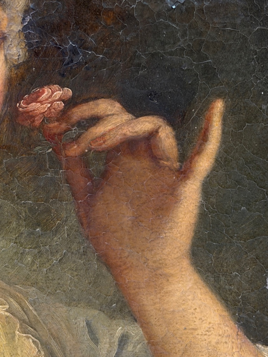 École Française du XVIIIème portrait de femme en ovale - huile sur toile -photo-3