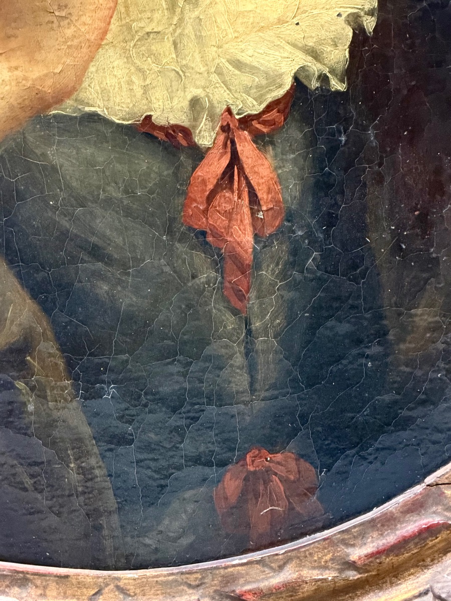 École Française du XVIIIème portrait de femme en ovale - huile sur toile -photo-6
