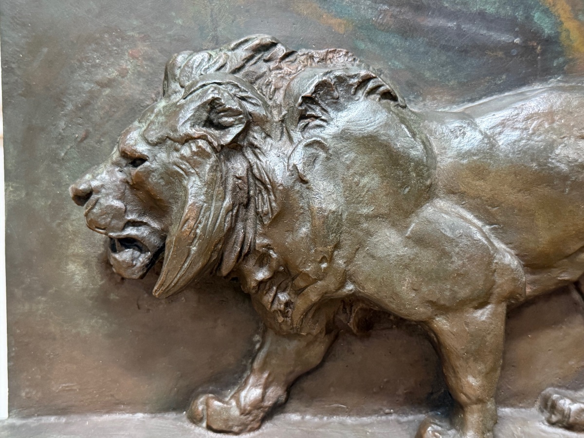 Antoine Louis Barye - Large Bronze Plaque, Design For The Lion On The July Column -photo-1