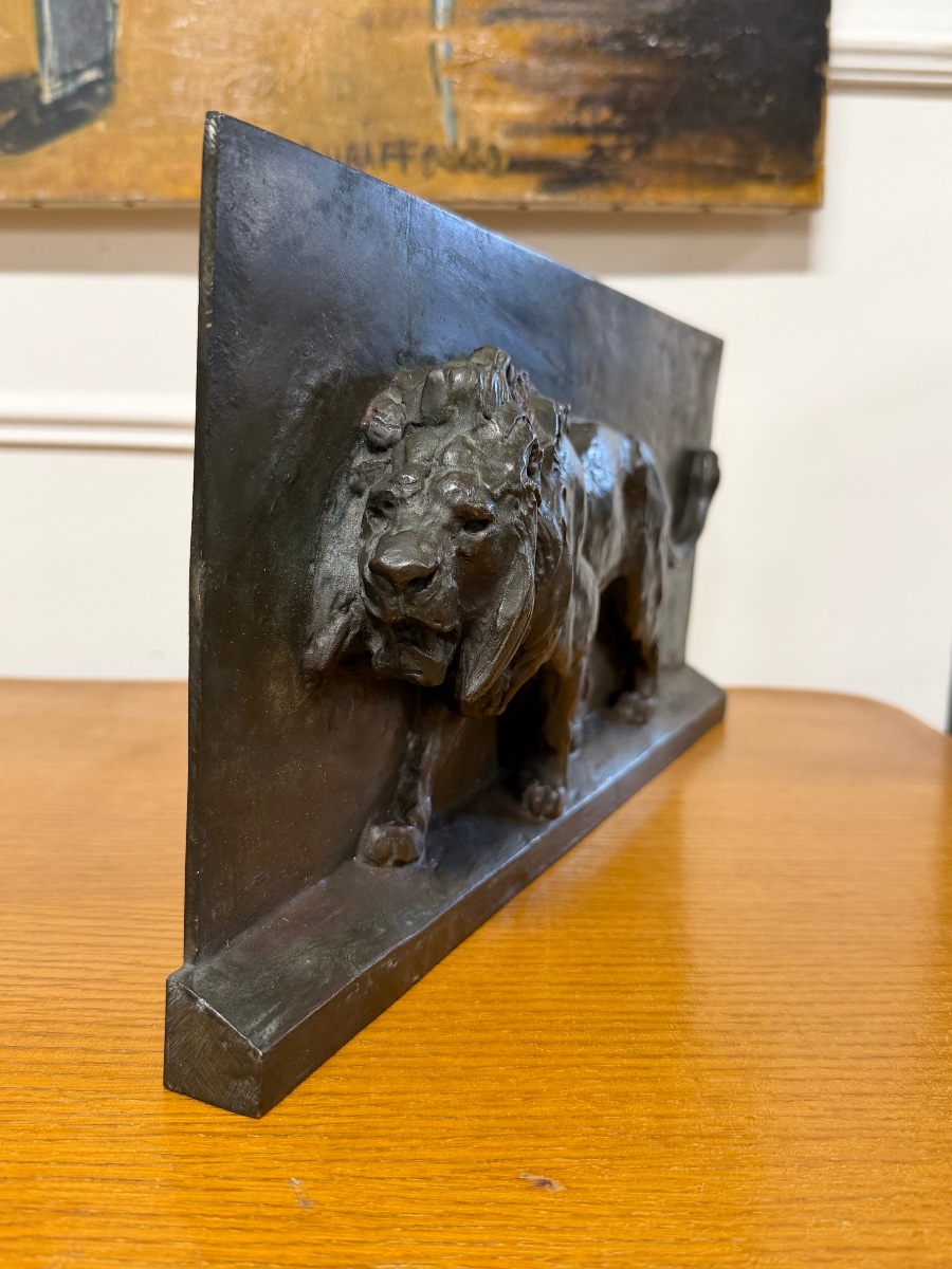 Antoine Louis Barye - Large Bronze Plaque, Design For The Lion On The July Column -photo-3