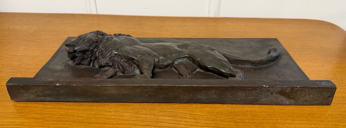 Antoine Louis Barye - Large Bronze Plaque, Design For The Lion On The July Column -photo-7