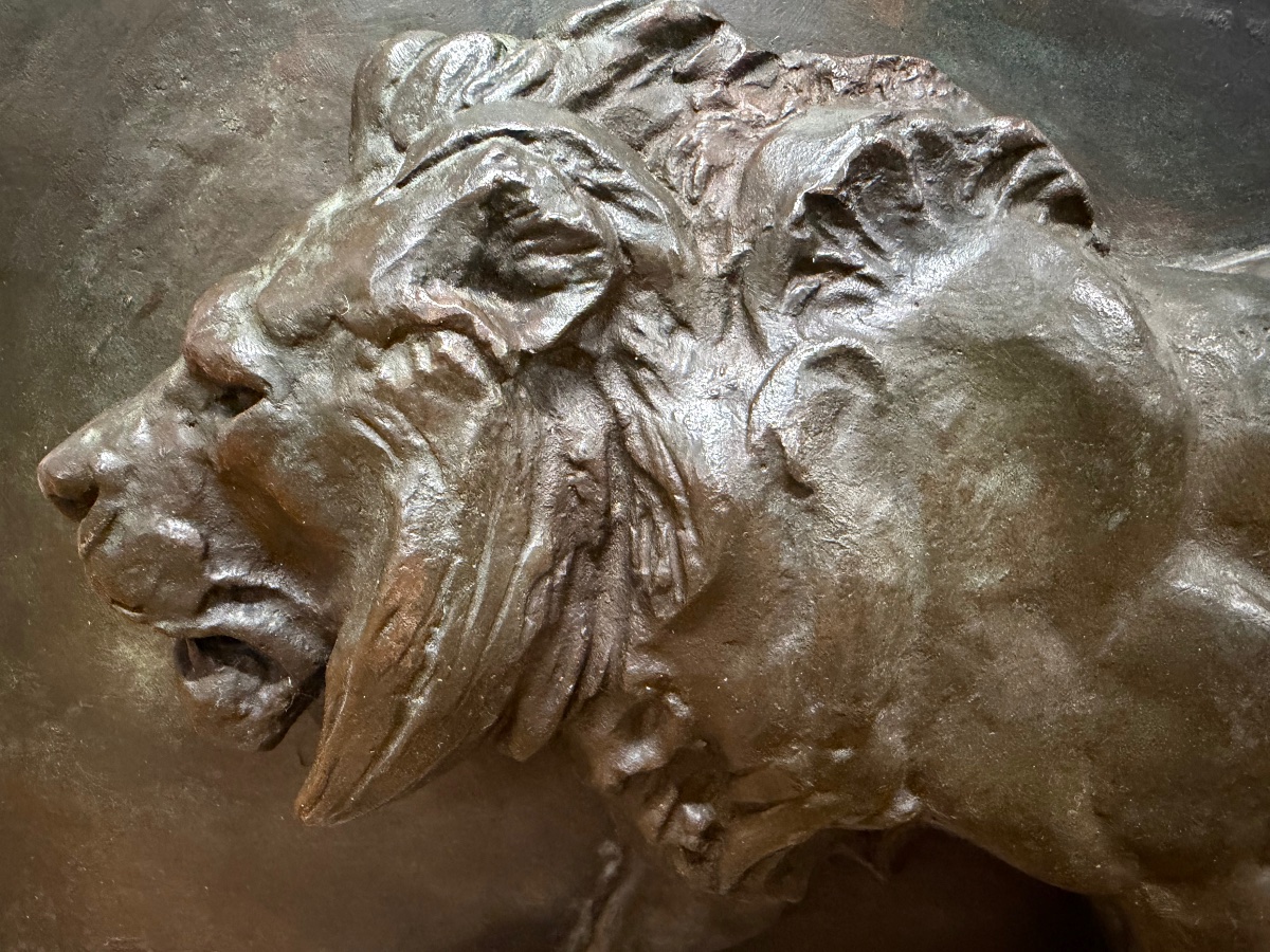 Antoine Louis Barye - Large Bronze Plaque, Design For The Lion On The July Column -photo-8