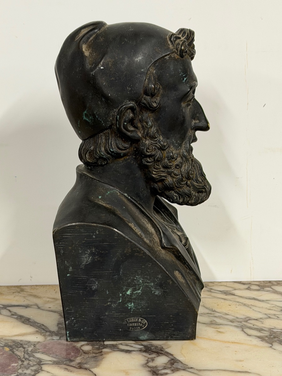 Buste de bibliothèque en bronze GALIEN ( 129-216) médecin Grec de l’antiquité- Chardigny 1859-photo-4