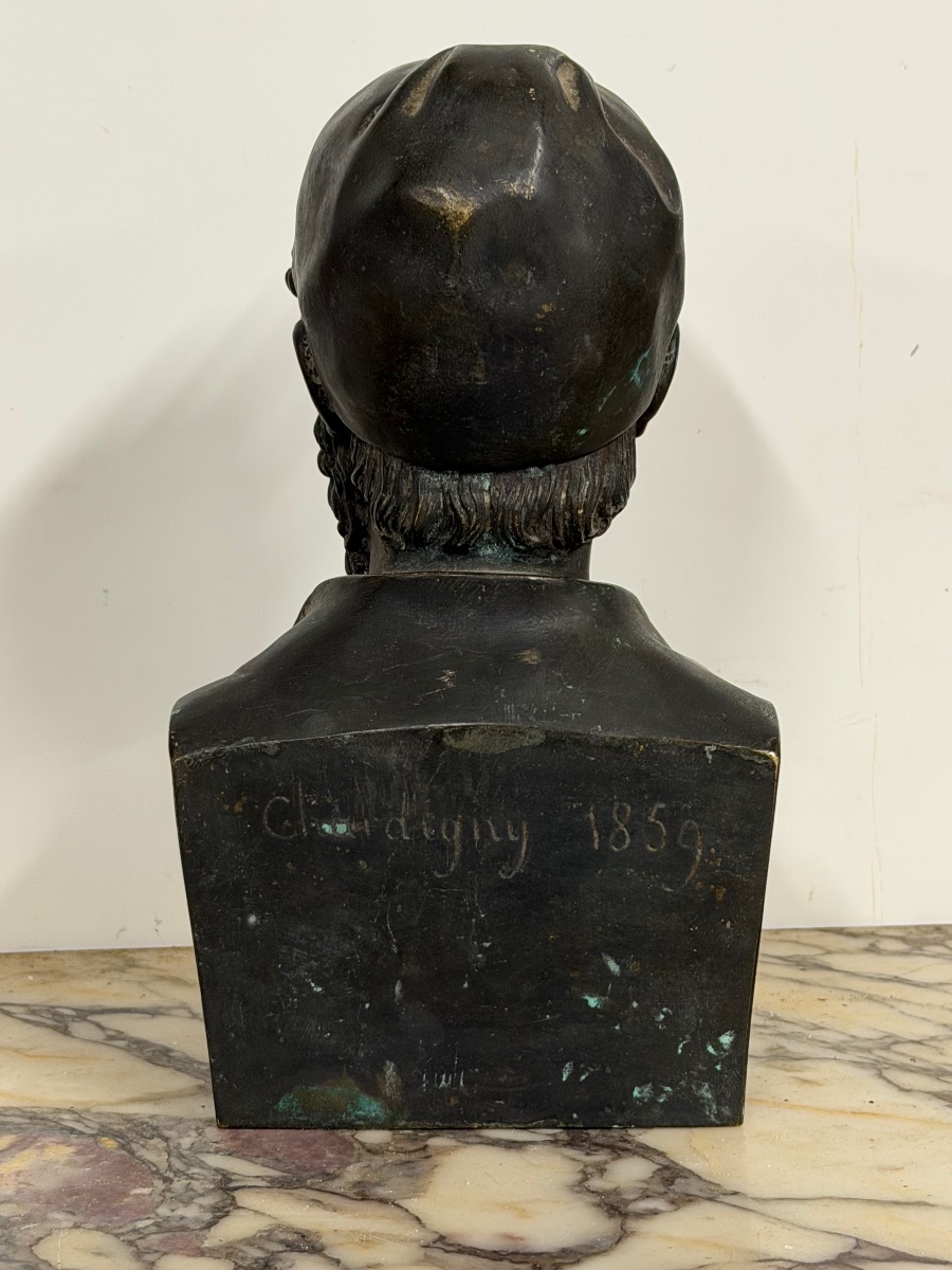 Buste de bibliothèque en bronze GALIEN ( 129-216) médecin Grec de l’antiquité- Chardigny 1859-photo-2