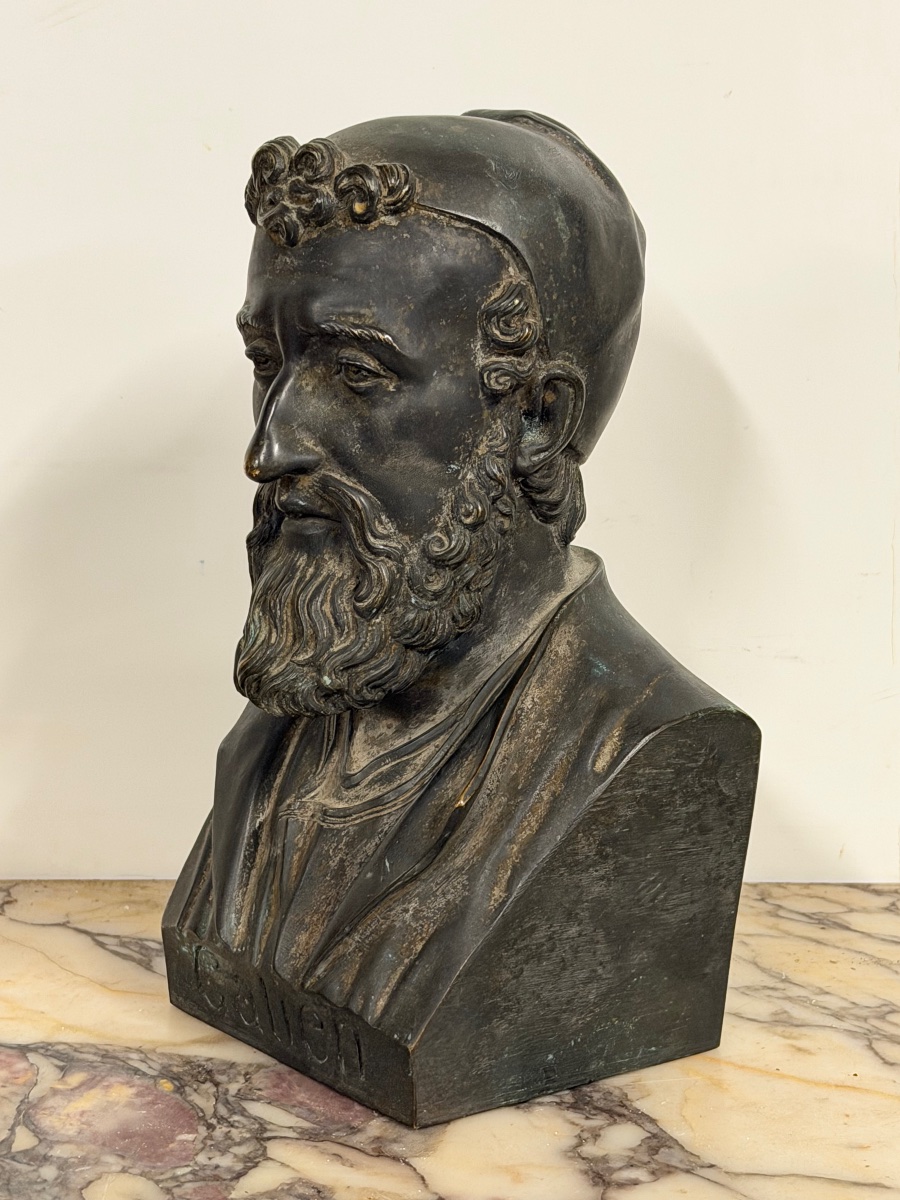 Buste de bibliothèque en bronze GALIEN ( 129-216) médecin Grec de l’antiquité- Chardigny 1859-photo-4