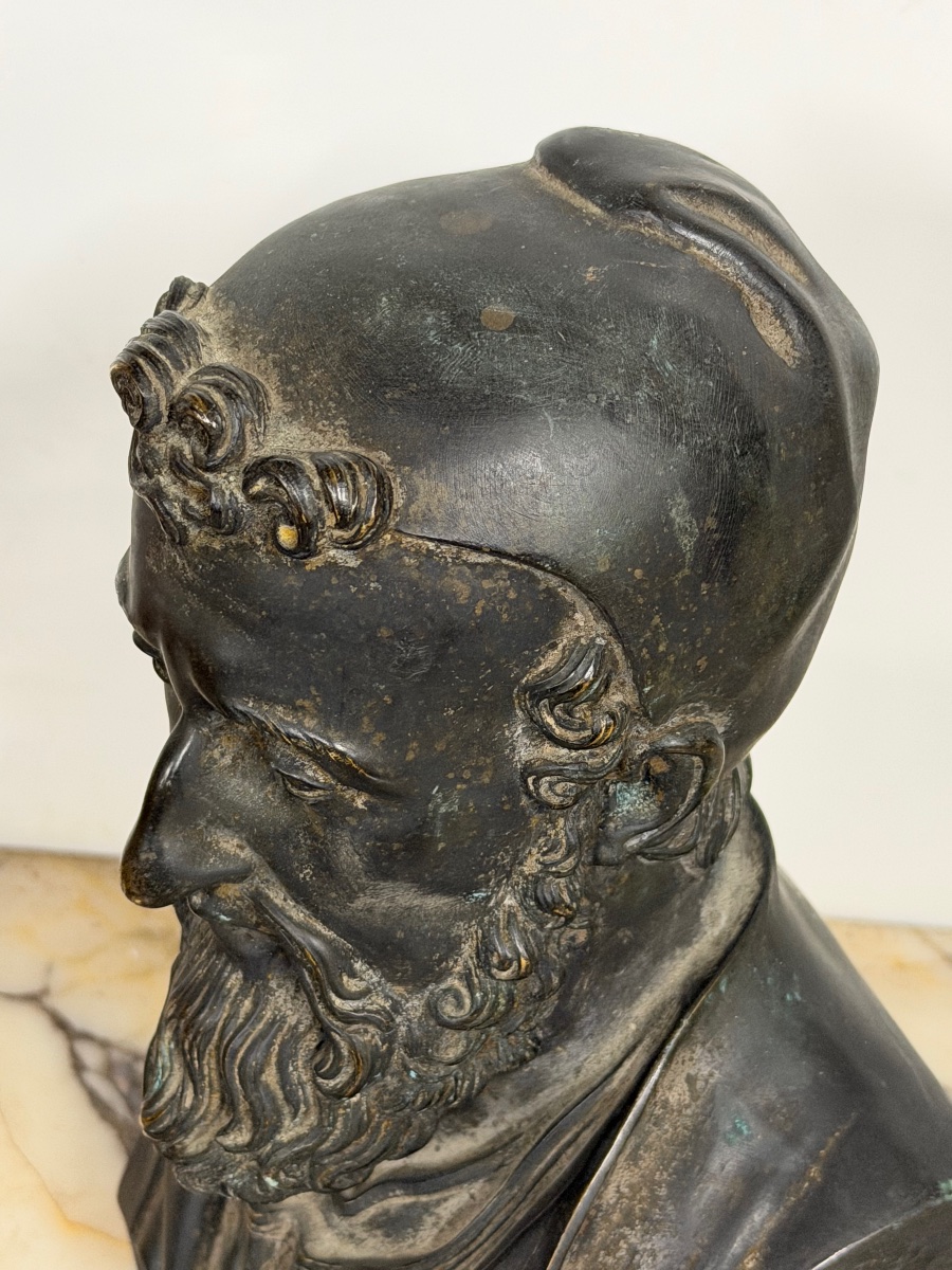 Buste de bibliothèque en bronze GALIEN ( 129-216) médecin Grec de l’antiquité- Chardigny 1859-photo-5