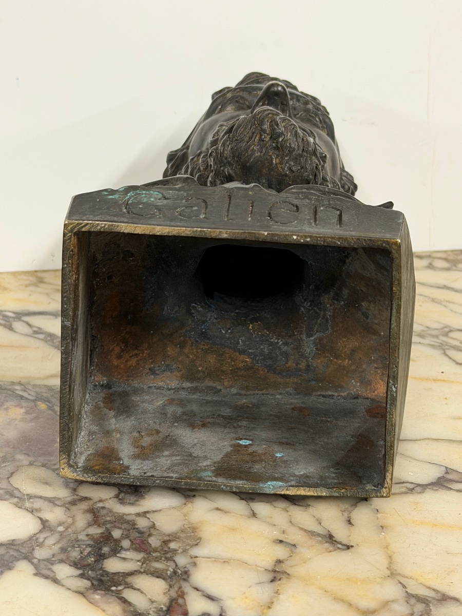 Buste de bibliothèque en bronze GALIEN ( 129-216) médecin Grec de l’antiquité- Chardigny 1859-photo-6
