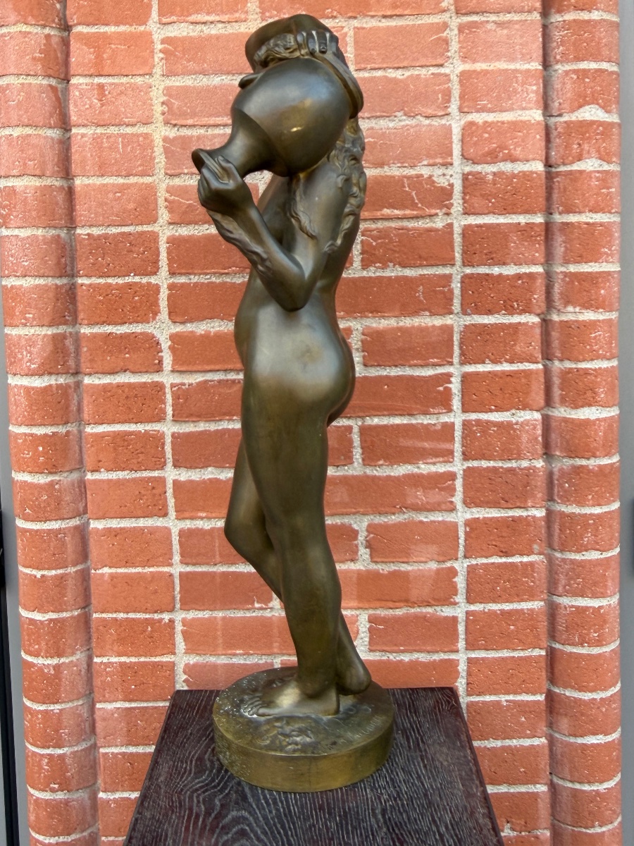 Alexandre FALGUIÈRE (1831-1900) allégorie de la source - bronze H 75 cm-photo-2