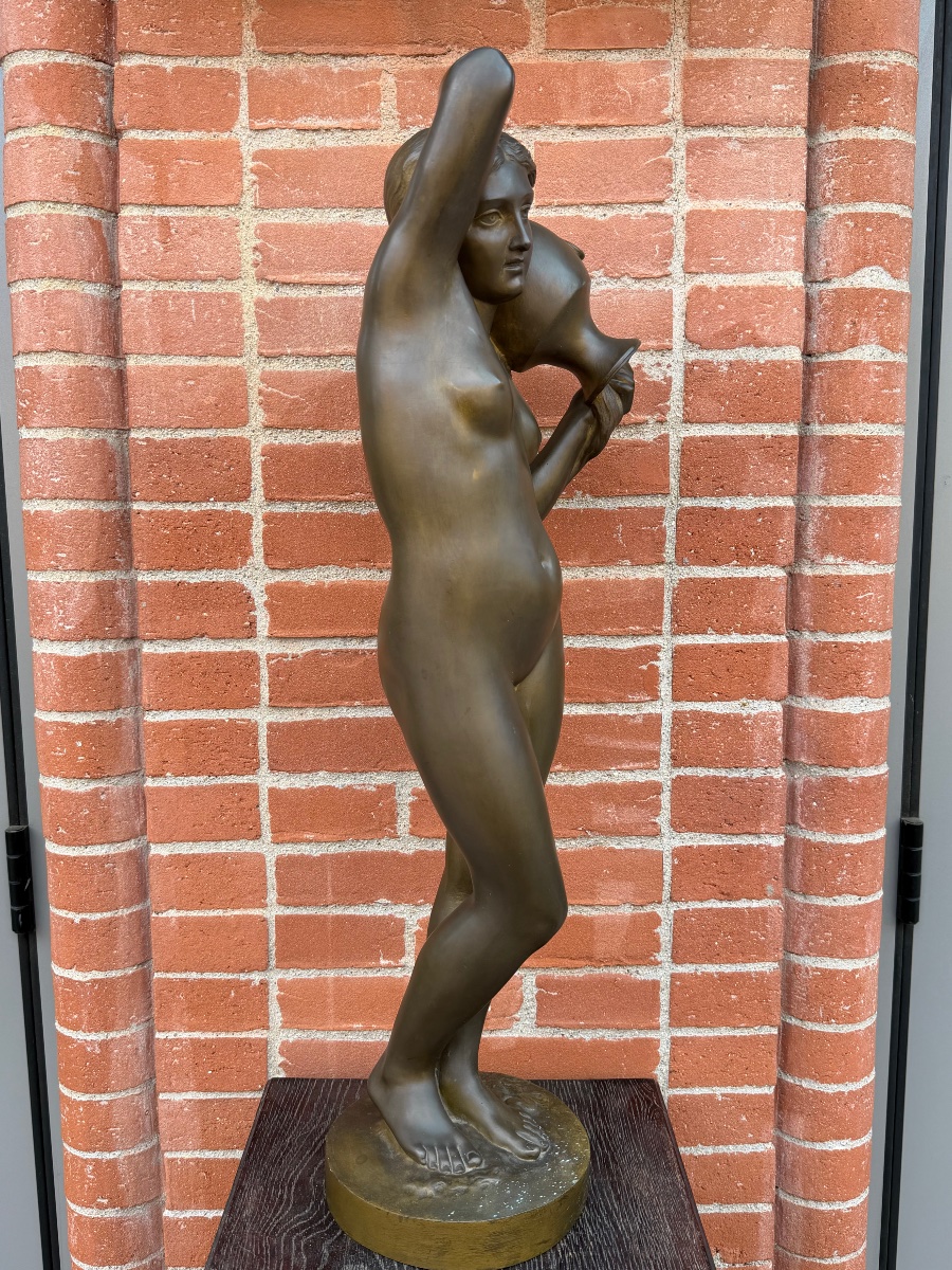 Alexandre FALGUIÈRE (1831-1900) allégorie de la source - bronze H 75 cm-photo-6