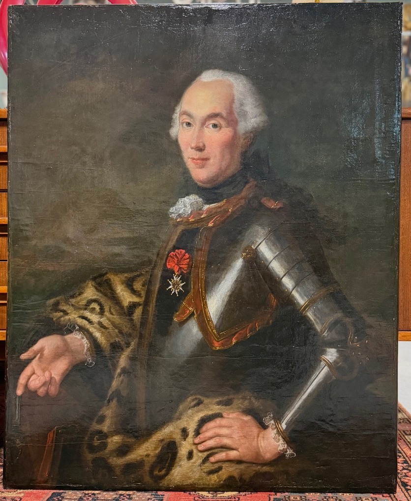 Portrait d’Antoine Balthazar Moreau Comte de Chaponod en armure portant l’ordre de Saint Louis