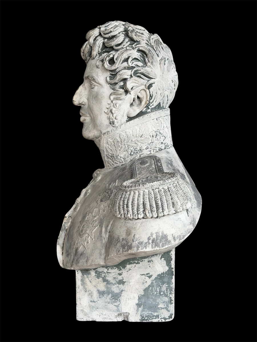 Important buste de Charles X sculpture en plâtre d’époque XIXème siècle- Roi de France -photo-3
