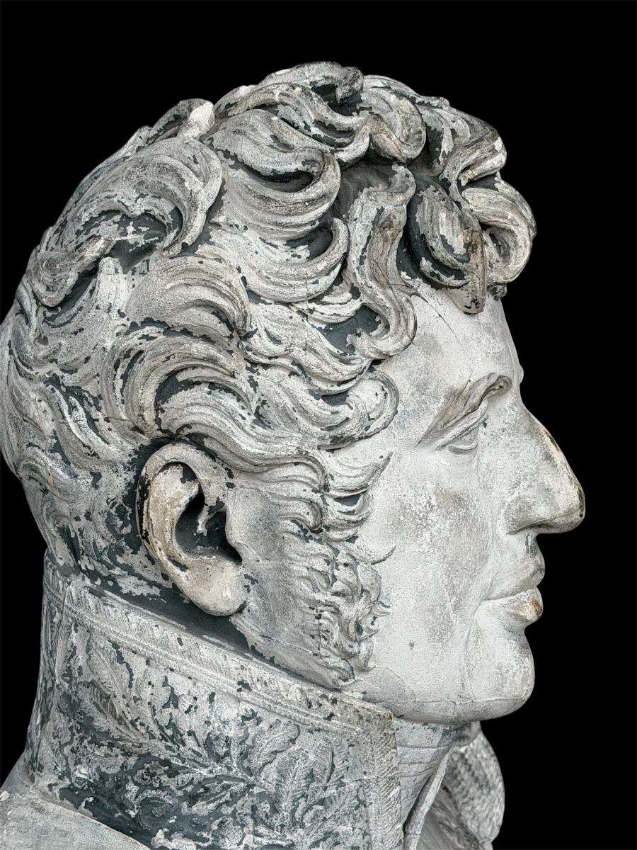 Important buste de Charles X sculpture en plâtre d’époque XIXème siècle- Roi de France -photo-3
