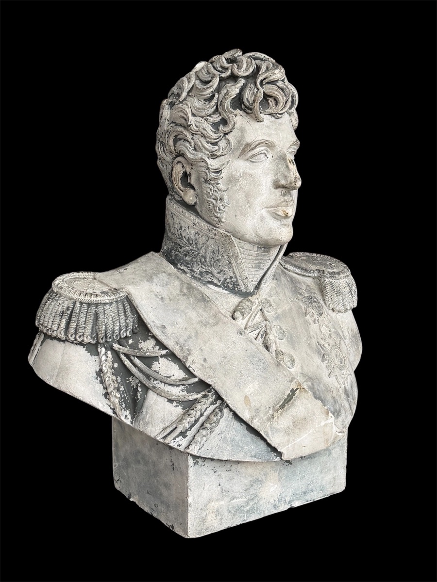 Important buste de Charles X sculpture en plâtre d’époque XIXème siècle- Roi de France -photo-8