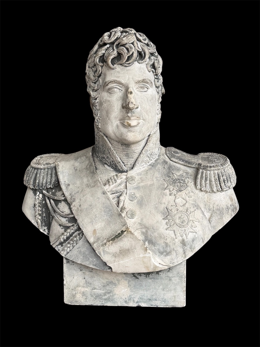 Important buste de Charles X sculpture en plâtre d’époque XIXème siècle- Roi de France 