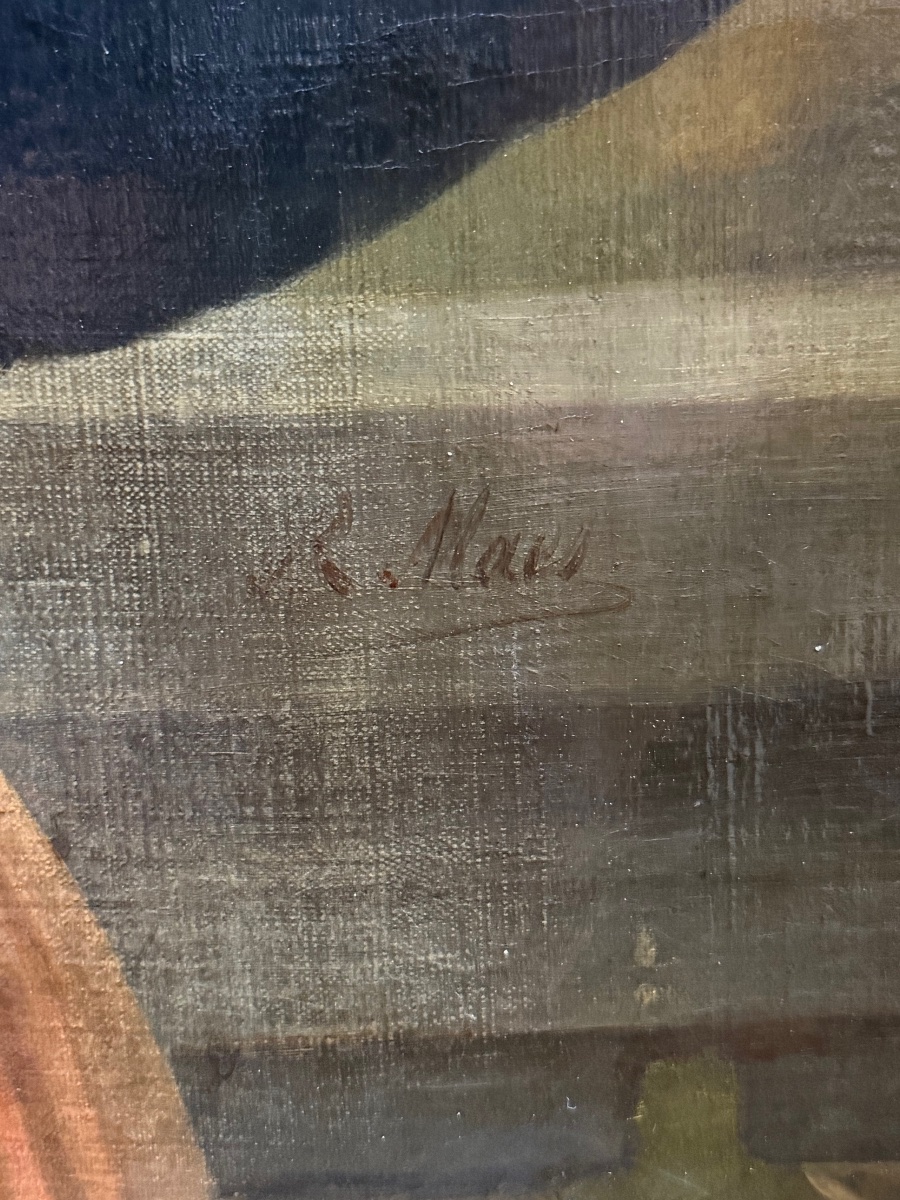 Grand portrait d’un officier militaire d’époque empire signé R. MAES Huile sur toile vers 1820-photo-6