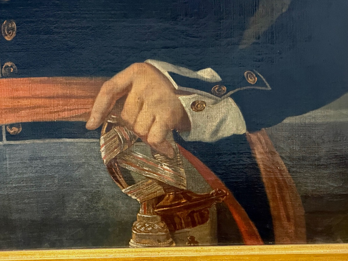 Grand portrait d’un officier militaire d’époque empire signé R. MAES Huile sur toile vers 1820-photo-7