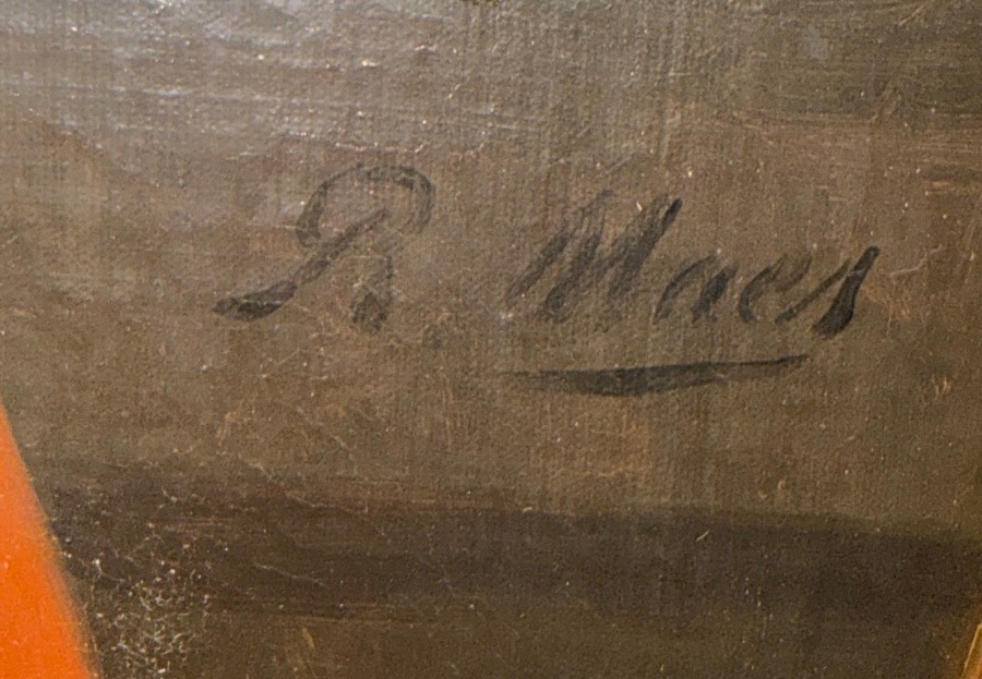 Grand portrait de femme Huile sur toile vers 1820 époque Empire signé R.MAES -photo-8