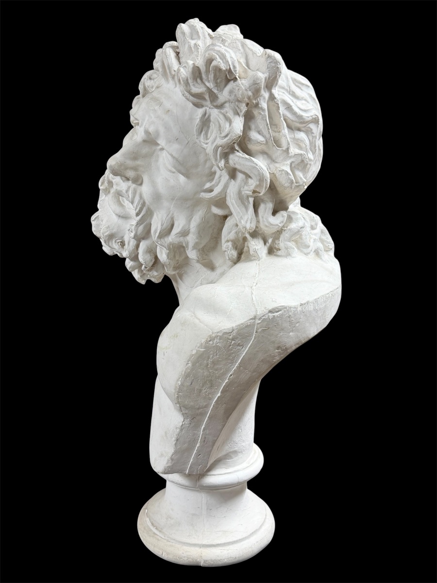 Large Bust Of Laocoon, Plaster Cast Based On The Ancient Original, Early 20th Century, H 72 Cm-photo-1