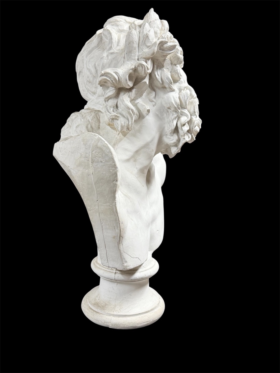Large Bust Of Laocoon, Plaster Cast Based On The Ancient Original, Early 20th Century, H 72 Cm-photo-2