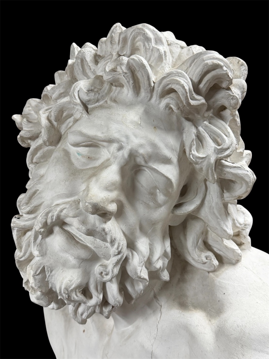 Large Bust Of Laocoon, Plaster Cast Based On The Ancient Original, Early 20th Century, H 72 Cm-photo-3