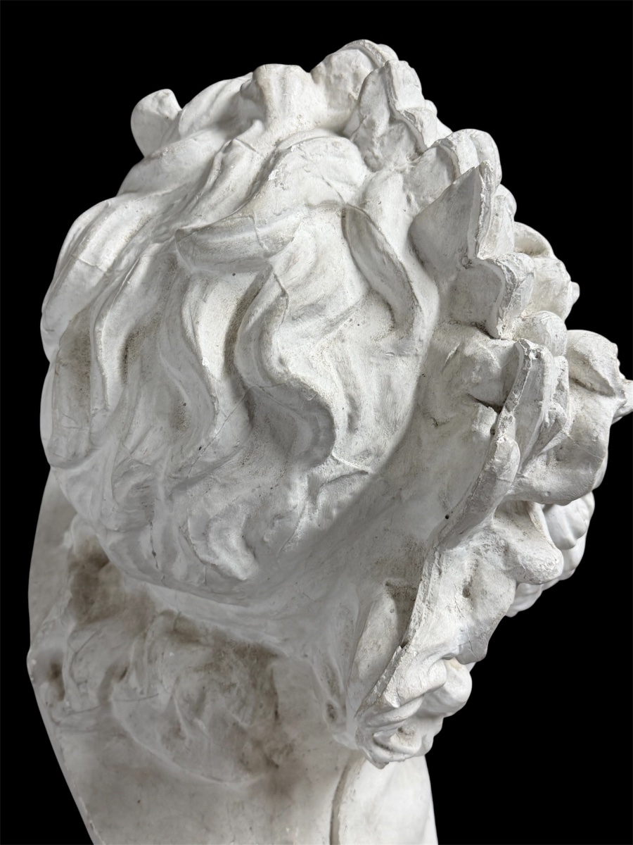 Large Bust Of Laocoon, Plaster Cast Based On The Ancient Original, Early 20th Century, H 72 Cm-photo-7