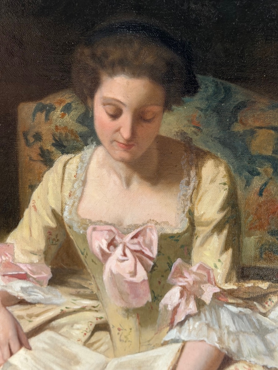 Joseph Caraud (1821–1905), *young Woman Reading*, Oil On Canvas, 19th Century—portrait -photo-4