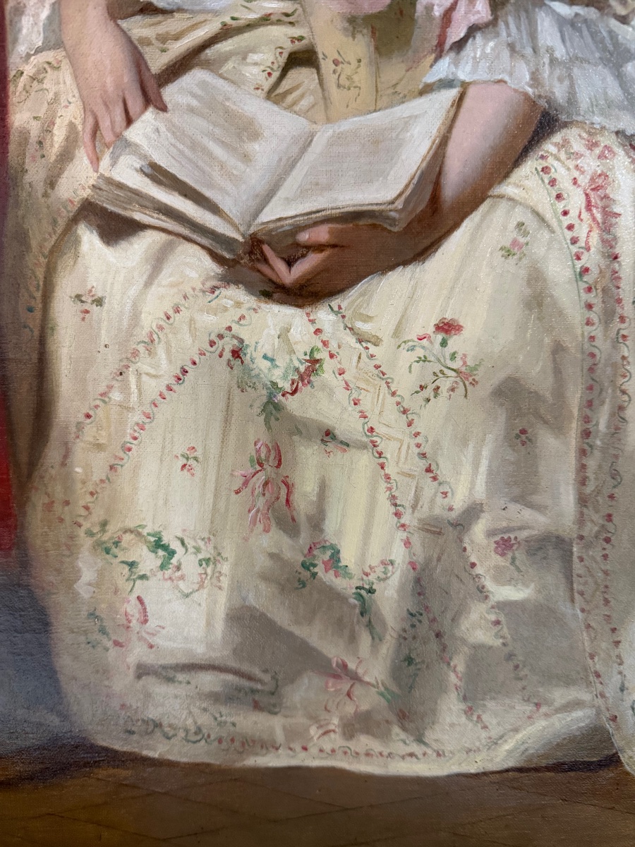 Joseph Caraud (1821–1905), *young Woman Reading*, Oil On Canvas, 19th Century—portrait -photo-2