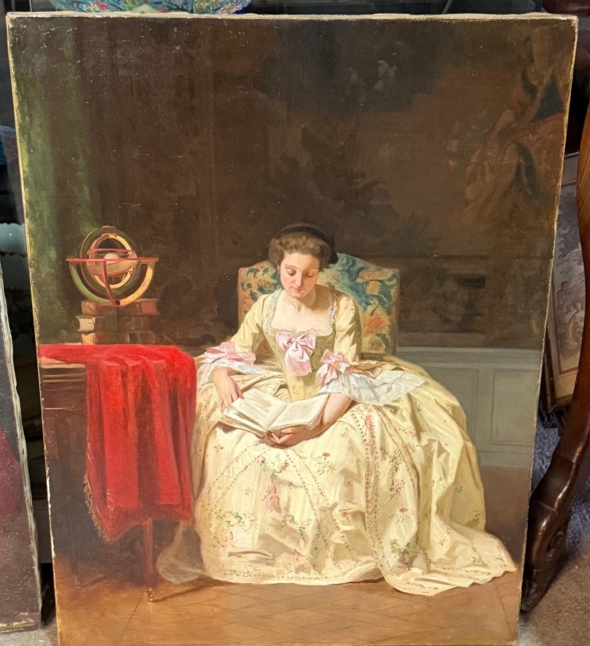 Joseph Caraud (1821–1905), *young Woman Reading*, Oil On Canvas, 19th Century—portrait -photo-3