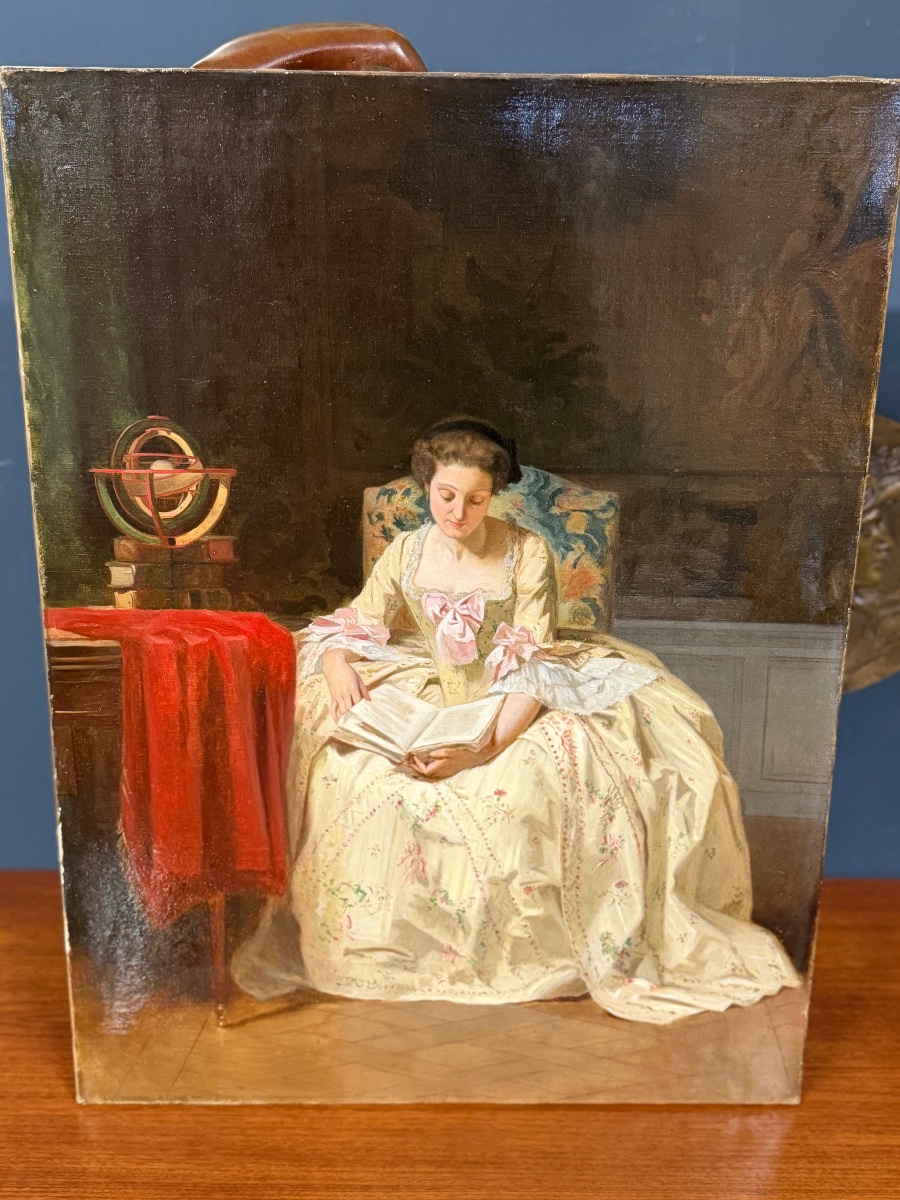 Joseph Caraud (1821–1905), *young Woman Reading*, Oil On Canvas, 19th Century—portrait -photo-5