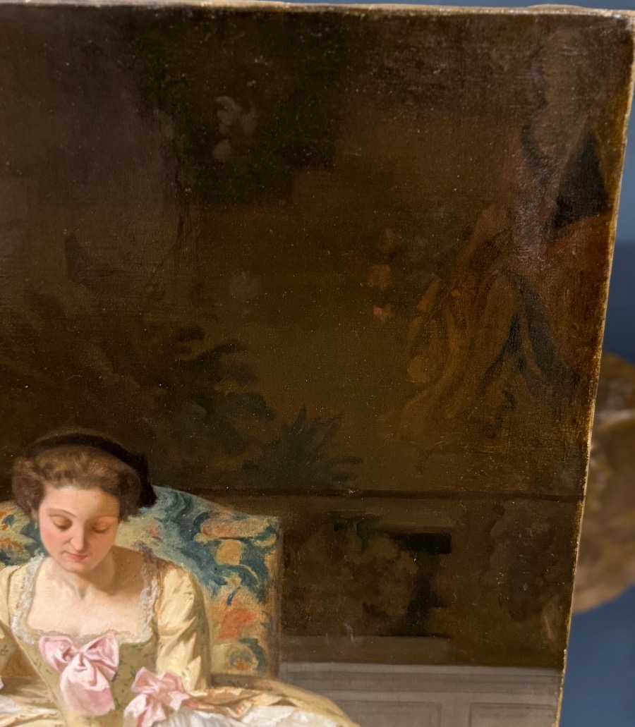 Joseph Caraud (1821–1905), *young Woman Reading*, Oil On Canvas, 19th Century—portrait -photo-6